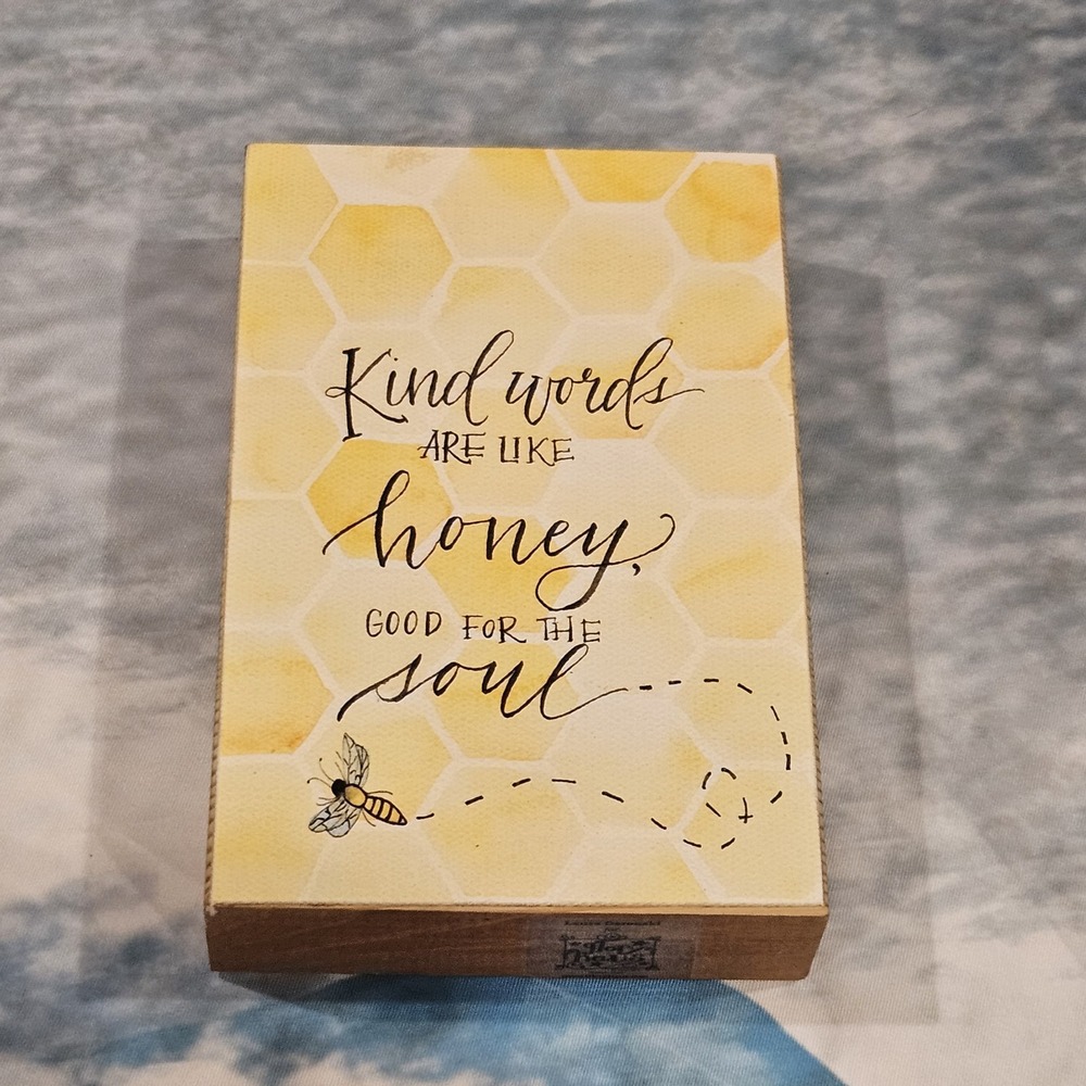 Glory Haus Kind Words Are Like Honey Plaque Christian Desk Sign Farmhouse Decor